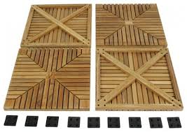 Composite deck tiles from newtechwood are the answer. 19 6 X19 6 Diamond Teak Floor Tiles Set Of 4 Transitional Deck Tiles And Planks By Westminster Teak 18408 Houzz