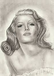 Rita Hayworth, Pencil drawing Printmaking by Svetlana Pelin