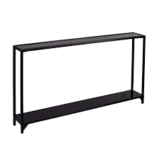 Simple Lines Black Metal Narrow Console Table In 2020 Metal Console Narrow Console Table Metal Console Table