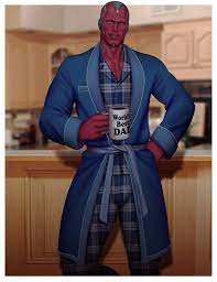 bulge daddy drawnpr0n gay male only marvel marvel cinematic  universe pajamas robe robot humanoid vision wandavision 