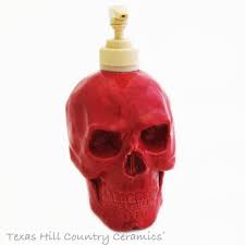 Red Skull Pump Dispenser Skull Ware Ceramic Soap Lotion Bottle For Bath Vanity Kitchen Counters Choice Of C Soap Dispenser Ceramic Soap Dispenser Lotion Bottle