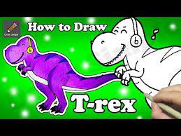 How To Draw A Dinosaur Happy T-rex Coloring Easy Drawsimple - Youtube Dinosaur Drawing Easy Drawing Steps Drawings