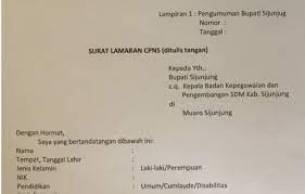 Ada banyak formasi yang dibuka dan tentunya menjadi peluang besar bagi anda yang ingin melamar kerja sebagai cpns. Contoh Surat Lamaran Cpns 2019 Ditulis Tangan Website Resmi Pemerintah Kabupaten Sijunjung