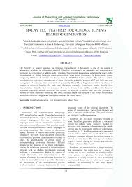 To do or perform something, especially in a planned…. Pdf Malay Text Features For Automatic News Headline Generation