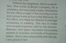 Contoh soal simple present tense dan kunci jawaban. Which One Is Riska S Routine At The Officea She Is Helped By Her Director To Type Business Brainly Co Id