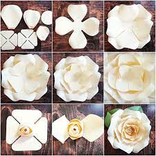 Diy Giant Paper Rose Pattern Templates And Tutorials Garden Etsy Paper Flower Template Giant Paper Roses Paper Flowers