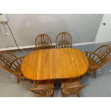 Dining room furniture solid wood table and chairs keller dining room furniture. Keller Solid Oak Dining Set 7 Pieces Chairish