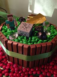 Minecraft Cake The Kit Kat And M M Cake As Seen On Pinterest For Awhile Now Decorated Top Minecraft Birthday Cake Minecraft Birthday Birthday Cupcakes Boy