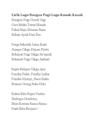 Anak kambing saya main di tepi sawah di mana dia, cinta hati saya? Lirik Lagu Bangun Pagi Lagu Kanak Kanak