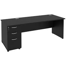 60 long office desk walnut wood bleached finish black iron frame modern. Next Day Eclipse Black Rectangular Panel End Desks With Desk High Pedestal Rectangular Office Desks