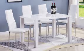 This dining chair set is durable and stable because of the premium plastic and wood materials. Goldfan Round Glass Dining Table And Chairs Set 4 High Gloss Kitchen Table With High Back Leather Chairs White Dining Room Sets Home Kitchen Powderhousebend Com