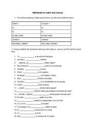 worksheet on saber and conocer spanish no prep practice