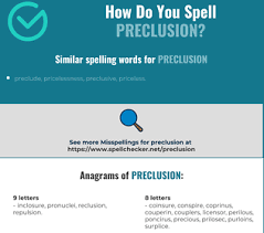 Something that prevents something or makes it impossible, or the act of preventing something or…. Correct Spelling For Preclusion Infographic Spellchecker Net