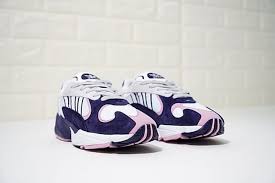 The fashion silhouette features the colours of the villain from dragon ball: Dragon Ball Z X Adidas Yung 1 Frieza