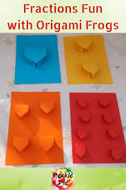 Fractions Fun With Origami Frogs Peakle Pie Fun Fractions Origami Frog Fractions