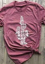 Women's shirts are typically dressier tops with buttons, whereas a blouse may not have buttons. Cactus Aztec Geometric Printed T Shirt Tee Cameo Brown Nice Dress Cactus Tshirt Bellelily T Shirts For Women