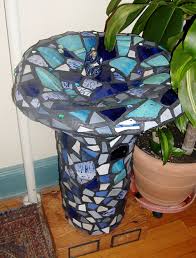 This Birdbath Began With Another Find Beautiful Pieces Of Blue And Turquoise Garden Pots Used As Drainage In Other And Bird Bath Outdoor Decor Garden Pots