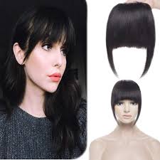 A blunt bob with bangs is a pretty versatile haircut that gives you the option to create stunning waves that give your hair volume, amazing curls, or asymmetrical bangs. Buy Clip In Bangs 100 Human Hair With Temples Thick Blunt Cut Clip On Human Hair Fringe For Women 1b Natural Black Online In Turkey B08p85g5z8