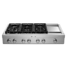 gas commercial cooktop with 6 burners