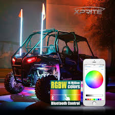Xprite Bluetooth Controlled 5ft Rgbw Flag Pole Whip Light With Voice And Music Controls Rzr Polaris Rzr Utv Accessories