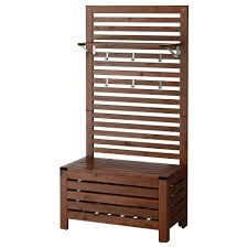Applaro Bench W Wall Panel Shelf Outdoor Brown Stained Ikea In 2020 Outdoor Wall Panels Outdoor Storage Boxes Outdoor Storage Bench