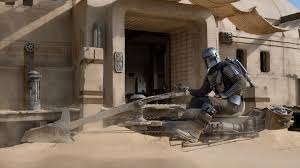 Desktop Wallpaper The Mandalorian With His Speeder Bike 2020 Hd Image Picture Background E5f179 Star Wars Mandalorian Star Wars Universe