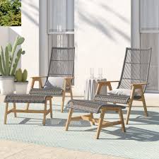 Doraville Teak Patio Chair With Cushions And Ottoman Reviews Birch Lane