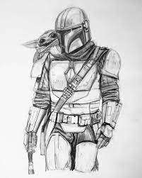 By Reddit User Arrogantselfaware I Sketched Baby Yoda With His Sidekick The Mandalorian Starwars Star Wars Art Drawings Yoda Art Star Wars Drawings