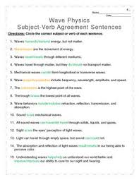 Bookmark it to easily review again before an exam. Wave Physics Subject Verb Agreement Cross Curricular Worksheet Subject And Verb Subject Verb Agreement Verb