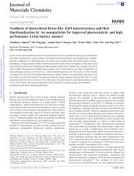 Pdf Synthesis Of Hierarchical Flower Like Zno
