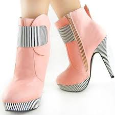 Black And White Striped Platform Heels Women S Fashion Shoes Show Story Black White Striped Pink Button Zip High Heel Platform Ankle Boots Platform Ankle Boots High Heels Stilettos Boots