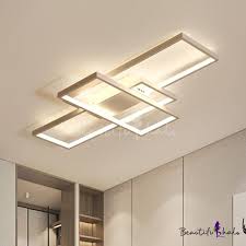 Modernism Rectangular Flush Mount Light Metallic Led Ceiling Fixture In White For Restaurant In 2020 Flush Mount Kitchen Lighting Modern Ceiling Light Kitchen Ceiling Lights