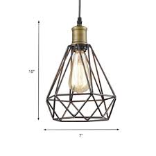 2 Packs Vintage Diamond Hanging Pendant Light With Plug In Cord Metal Wire 1 Bulb Suspended Light In Bronze Takeluckhome Com