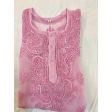 Chikankari Handwork Chiffon Kurti With Inner Chikankari kurti, sarees & dresses. chikankari handwork chiffon kurti with
