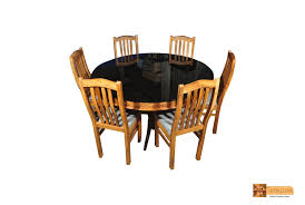 Aged teak nathan furniture circular dining table with 4 chairs. Yamuna Round Solid Teak Wood Dining Set Glass Top Table With 6 Chair Teakpark