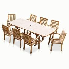 Large wooden table 8 people ideal for dining or outdoor spaces leg of heron. 9pc Grade A Teak Outdoor Dining Set One Double Extension Table 8 Patara Stacking Arm Chairs Amazon In Furniture