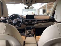 Rear Seat View Of Front Cockpit Of The 2018 Audi A4 In Tan Leather Vehicle Located At Audi Of Bridgewater Nj Audi Interior Audi Dealership Used Luxury Cars