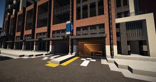 Entrance To Parking Garage Minecraft Modern Minecraft City Minecraft Blueprints