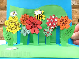 Score both panels down the center. 3d Flower Card Diy Pop Up Cards For Kids Red Ted Art Make Crafting With Kids Easy Fun
