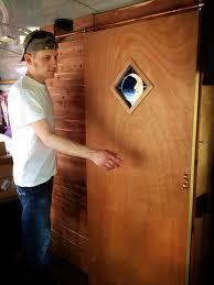 Diy Sliding Barn Style Door For Our Bus Rv Conversion Under 30 Barn Style Doors Diy Sliding Barn Door Sliding Barn Door Hardware