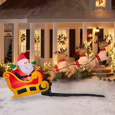Mesmerizing Outdoor Decoration Ideas For Christmas Live Enhanced Inflatable Christmas Decorations Outdoor Christmas Decorations Christmas Sleigh Decorations