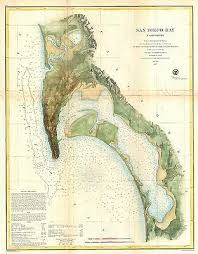 1857 Coastal Survey Map Nautical Chart San Diego Bay
