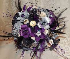 Handmade Paper Flower Origami Harry Potter Steampunk Wedding Bouquet Feathers Brooches Always Deathl Steampunk Wedding Origami Bouquet 10th Wedding Anniversary