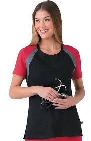 Womens Color Block Scrub Top