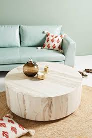 Natural medium round wood coffee table. Round Swirled Drum Wooden Coffee Table