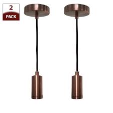 Keyless Antique Copper Cylinder Shaped Pendant Light Socket And Canopy Walmart Com Walmart Com