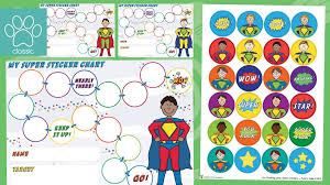 teachers pet superhero sticker charts and stickers boys