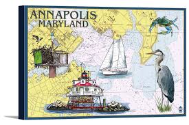 canvas annapolis maryland nautical chart lantern press