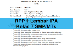 Maybe you would like to learn more about one of these? Rpp 1 Lembar Ipa Kelas 7 Smp Mts Antapedia Com