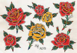 Traditional Style Roses Traditional Rose Tattoos Old School Rose Tattoo Old School Rose